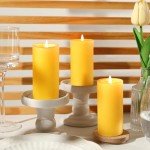 6 Pack Organic Beeswax Pillar Candles - 210 Hours