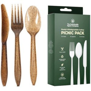 Eco-Friendly Agave Fiber Cutlery Set - 12 Sets