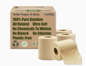 Eco-Friendly 100% Bamboo Toilet Paper - 8 Rolls