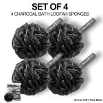 Eco-Friendly Bamboo Charcoal Shower Puff 4-Pack