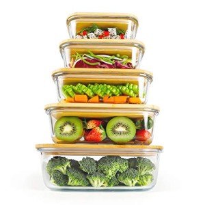 5-Pack Eco-Friendly Glass Containers with Bamboo Lids