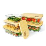 5-Pack Eco-Friendly Glass Containers with Bamboo Lids