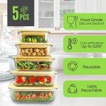 5-Pack Eco-Friendly Glass Containers with Bamboo Lids