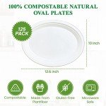 Compostable 12-Inch Oval Paper Plates - 125 Pack