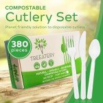 Eco-Friendly Compostable Cutlery Set - 380 Pieces