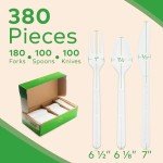Eco-Friendly Compostable Cutlery Set - 380 Pieces