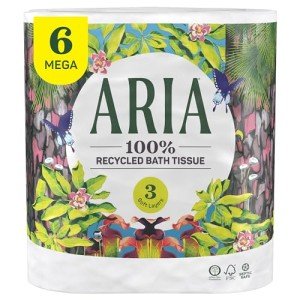 Eco-Friendly 100% Recycled Toilet Paper, 6 Rolls