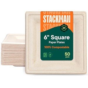 Eco-Friendly 6-Inch Compostable Paper Plates (50-Pack)
