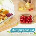 Bamboo-Lid Glass Food Storage Containers - 4 Pack