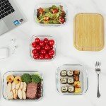 Bamboo-Lid Glass Food Storage Containers - 4 Pack