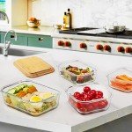 Bamboo-Lid Glass Food Storage Containers - 4 Pack