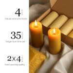 100% Pure Beeswax Pillar Candles – 4 Pack