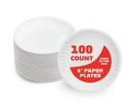 Eco-Friendly Uncoated White Paper Plates - 100 Pack