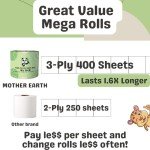 Eco-Friendly Bamboo Toilet Paper - 3-Ply, 12 Rolls