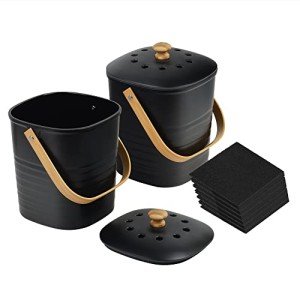 Bamboo Compost Bin Set for Kitchen Waste