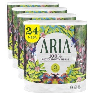 Eco-Friendly 100% Recycled Toilet Paper, 24 Rolls