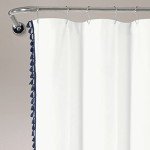 Navy Eco-Friendly Boho Tassel Shower Curtain