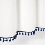 Navy Eco-Friendly Boho Tassel Shower Curtain