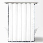 Navy Eco-Friendly Boho Tassel Shower Curtain