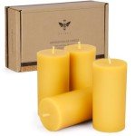 Natural Beeswax Pillar Candles - Set of 4