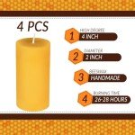 Natural Beeswax Pillar Candles - Set of 4