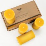 Natural Beeswax Pillar Candles - Set of 4