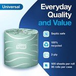Eco-Friendly 100% Recycled Toilet Paper - 96 Rolls