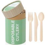 150 Pcs Compostable Wooden Cutlery Set