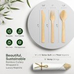 Biodegradable Bamboo Cutlery and Napkin Set (50 Pack)