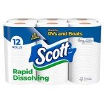 Sustainable Rapid-Dissolving Toilet Paper, 12 Rolls
