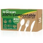 Compostable Cutlery Set: 450 Eco-Friendly Utensils