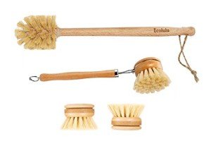 Natural Bamboo Dish & Bottle Brush Set
