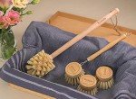 Natural Bamboo Dish & Bottle Brush Set