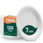 Eco-Friendly 7-Inch Compostable Paper Plates - 125 Pack
