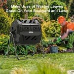 43 Gallon Dual Chamber Compost Tumbler with Gloves