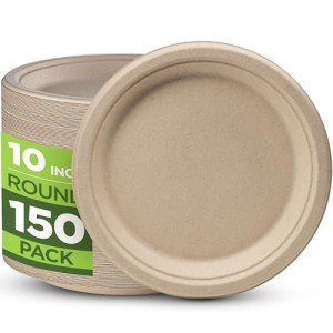 Eco-Friendly Compostable Disposable Plates - 150 Pack