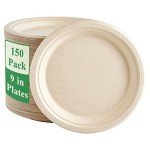 150 Eco-Friendly Compostable Paper Plates, 22.9 cm