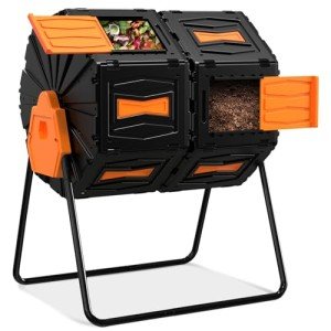 Dual Chamber Compost Tumbler with Easy Assembly