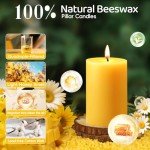 6 Pack 100% Pure Beeswax Dripless Pillar Candles