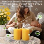 6 Pack 100% Pure Beeswax Dripless Pillar Candles