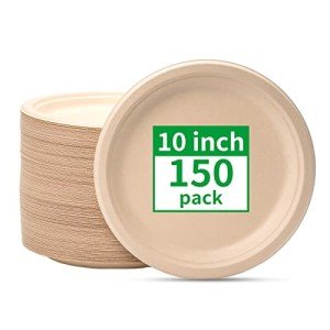 RACETOP 10-Inch Compostable Paper Plates - 150 Pack