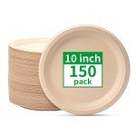 RACETOP 10-Inch Compostable Paper Plates - 150 Pack