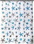 meioro Shower Curtain Eco-Friendly Waterproof Bathroom Curtains Ocean Theme Semi Translucent Shower Curtain Liners with Rustproof Grommets and Curtain Hooks (Starfish and Seashells, 47'' x 70'')