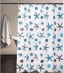 meioro Shower Curtain Eco-Friendly Waterproof Bathroom Curtains Ocean Theme Semi Translucent Shower Curtain Liners with Rustproof Grommets and Curtain Hooks (Starfish and Seashells, 47'' x 70'')