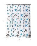 meioro Shower Curtain Eco-Friendly Waterproof Bathroom Curtains Ocean Theme Semi Translucent Shower Curtain Liners with Rustproof Grommets and Curtain Hooks (Starfish and Seashells, 47'' x 70'')