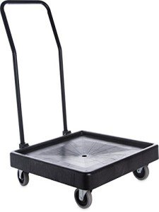 Carlisle FoodService Products E-Z Glide Warewashing Rack Dolly Dishwashing Rack Dolly with Drain and Handle for Kitchen and Restaurants, Plastic, 22.5 X 22.5 X 8 Inches, Black