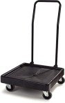 Carlisle FoodService Products E-Z Glide Warewashing Rack Dolly Dishwashing Rack Dolly with Drain and Handle for Kitchen and Restaurants, Plastic, 22.5 X 22.5 X 8 Inches, Black