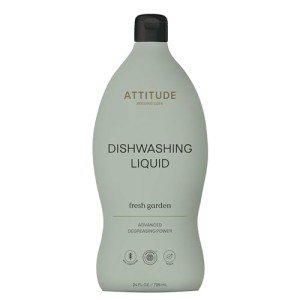 ATTITUDE Dishwashing Liquid, EWG Verified, Vegan Dish Soap, Plant Based, Naturally Derived Products, Fresh Garden, 24 Fl Oz