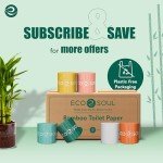 ECO SOUL Bamboo Toilet Paper 24 Mega Rolls 3 Ply, 300 Sheets per Roll | Eco-Friendly Septic Safe Organic Bath Tissues Sustainable Toilet Paper Compostable - FSC Certified
