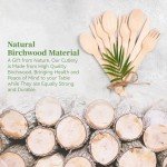 ECOLipak 300 Count Disposable Wooden Cutlery Set, 100 Knives, Forks and Spoons each, Splinter-Free Compostable Wooden Disposable Utensils for Party, Camping, Traveling, Family Dinners